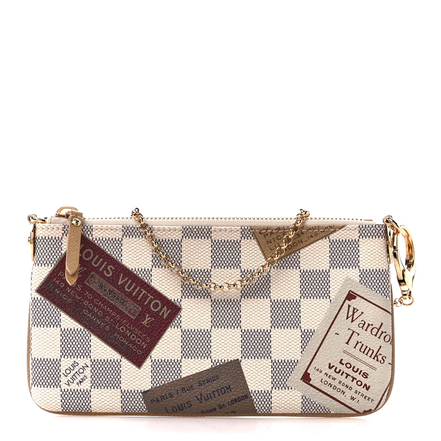 Louis Vuitton Damier Azur Trunks Labels Pochette Milla MM 1 of 15