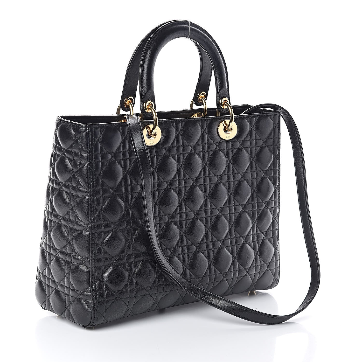 Christian Dior Lambskin Cannage Large Lady Dior Black 3 of 8
