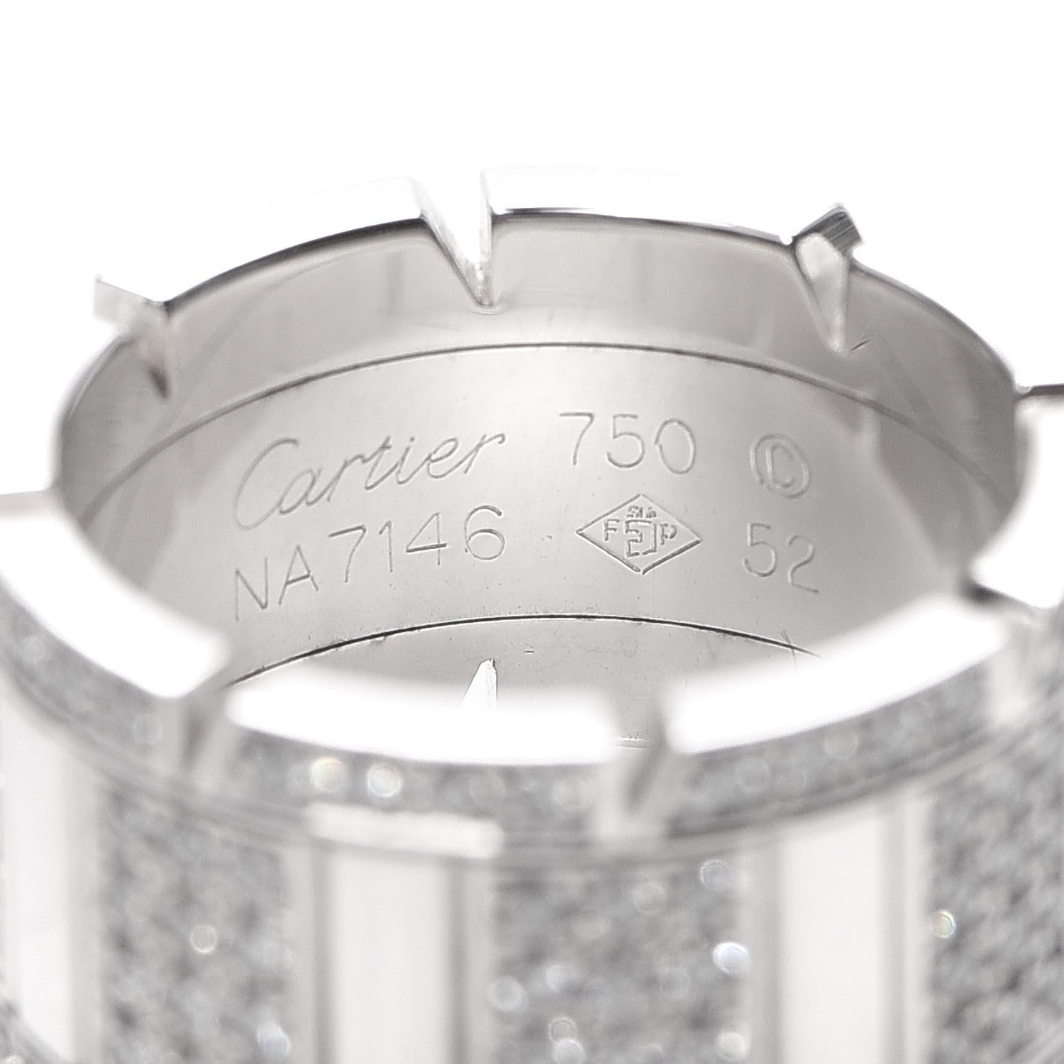 Cartier 18K White Gold Diamond Tank Francaise Ring 52 6 4 of 4