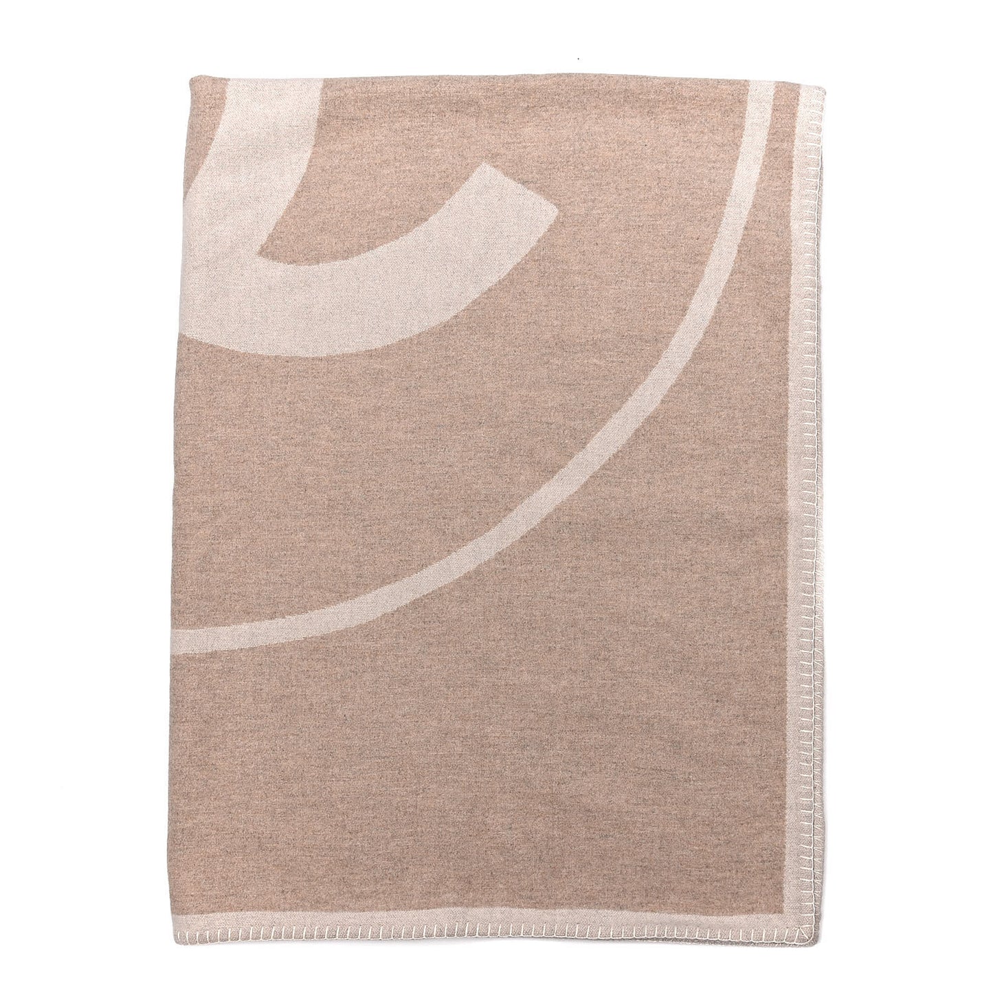 Merino Wool Cashmere CC Throw Blanket Beige White