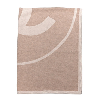 Chanel Merino Wool Cashmere CC Throw Blanket Beige White 4 of 5