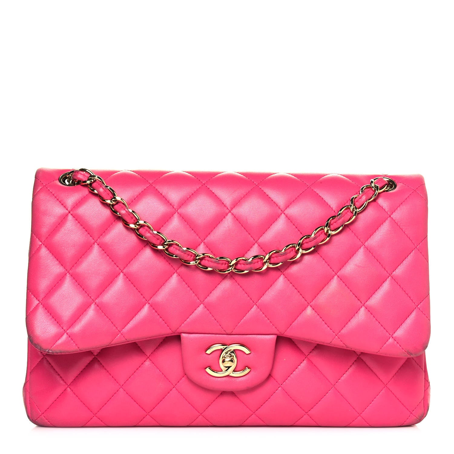 Chanel Lambskin Quilted Jumbo Double Flap Dark Pink 1 of 27