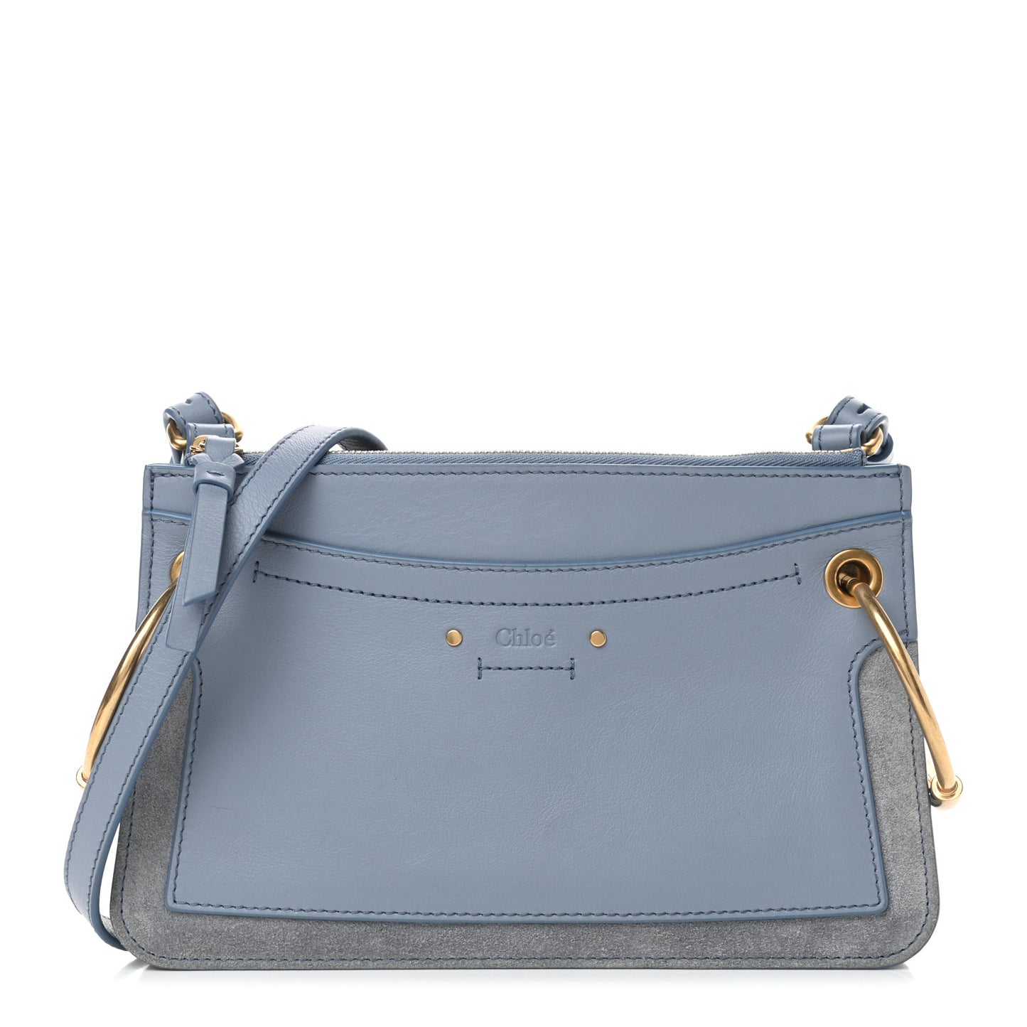 Calfskin Suede Mini Roy Bag Cloudy Blue