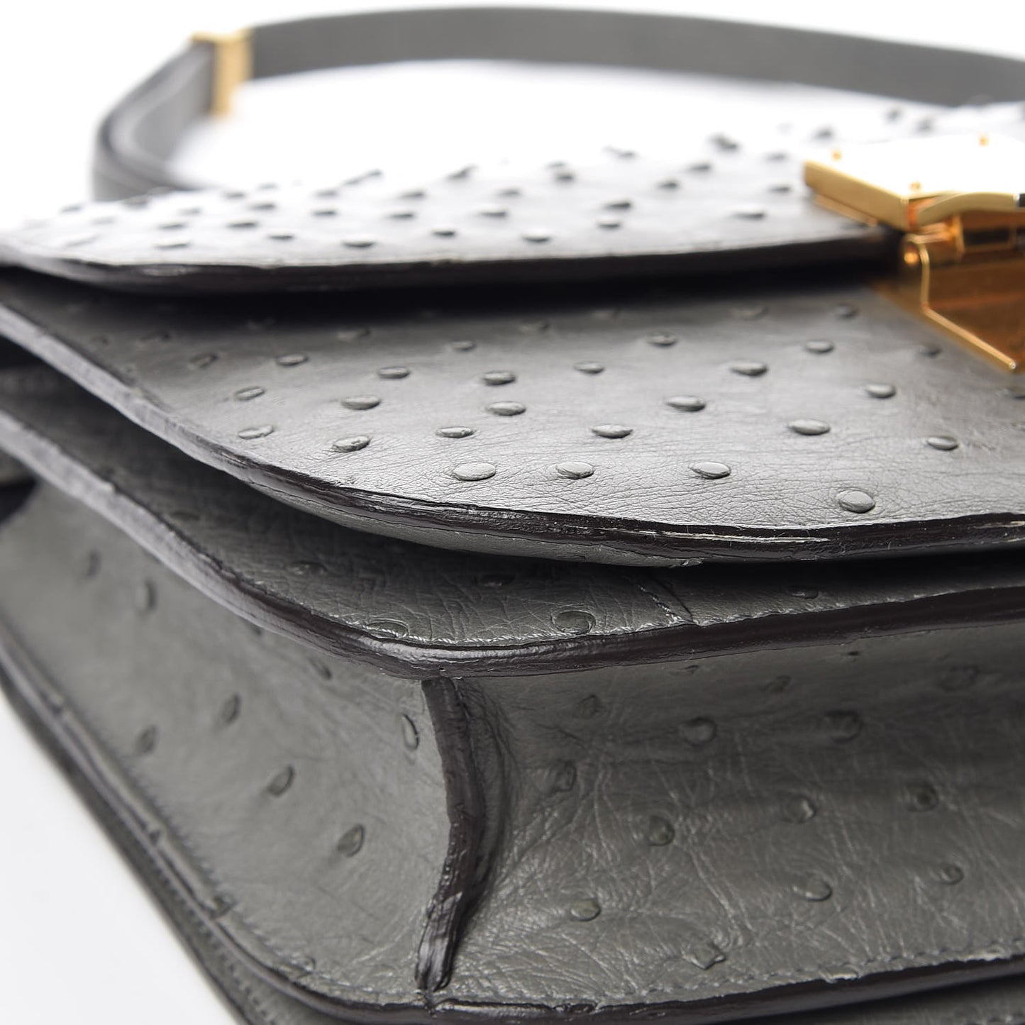 Ostrich Medium Classic Box Flap Bag Storm