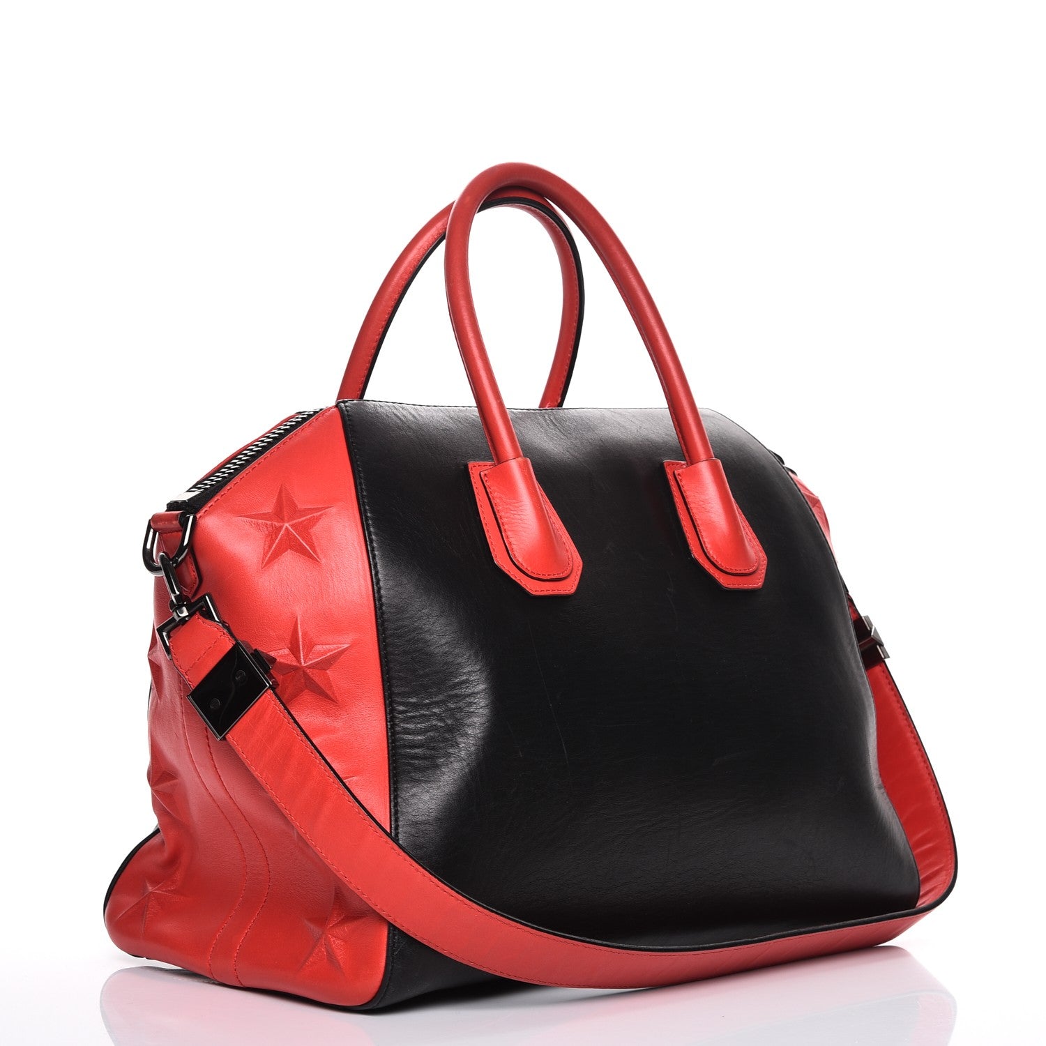 Givenchy Smooth Calfskin Star Embossed Medium Antigona Black Red 4 of 17