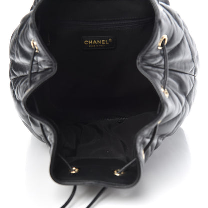 Chanel Lambskin Quilted Drawstring Backpack Black 4 of 10