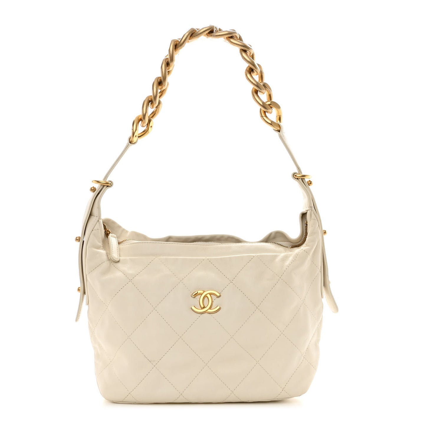 Calfskin Quilted Daily Hobo White