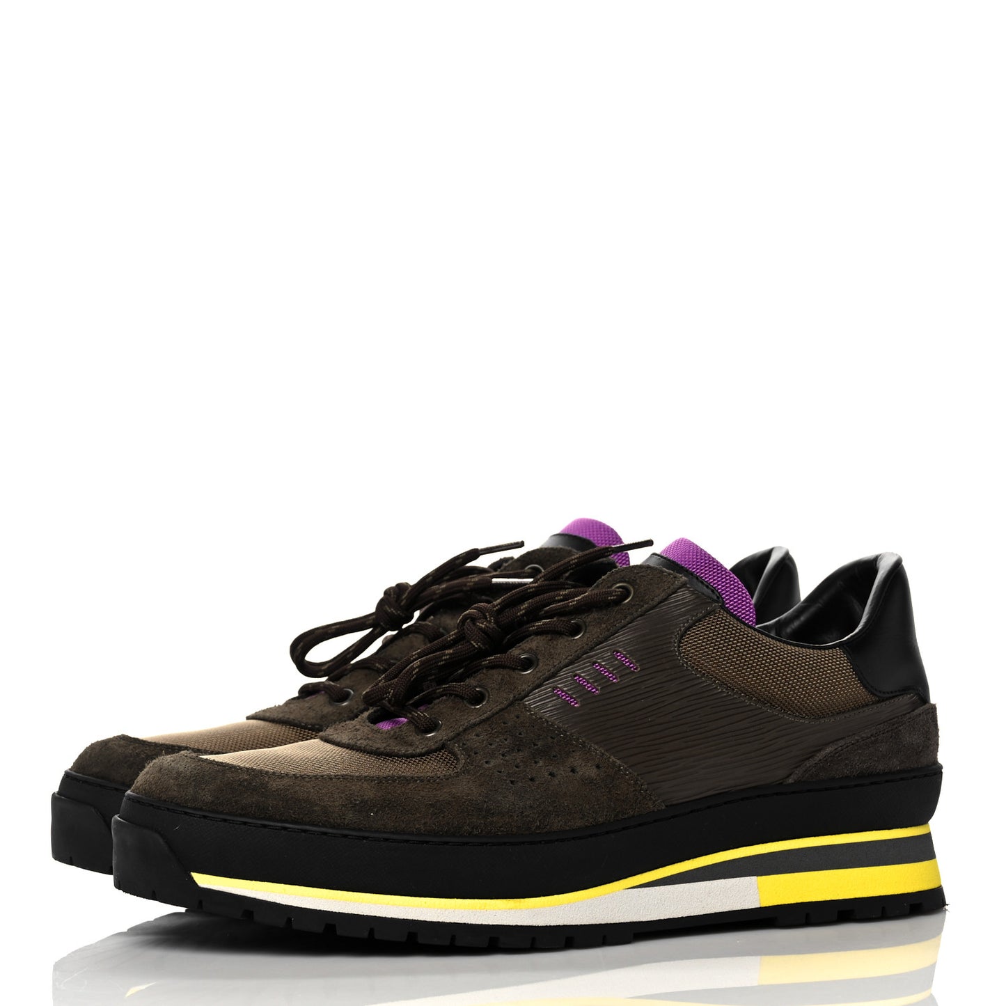 Epi Suede Mens Harlem Richelieu Sneakers 7.5 Brown Yellow