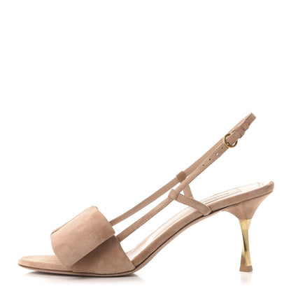 Valentino Garavani Suede Bowow Slingback Pumps 39.5 Beige 1 of 12