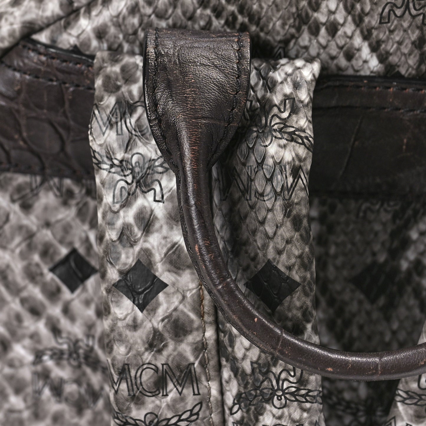 Snakeskin Medium Studded Backpack Black Multicolor