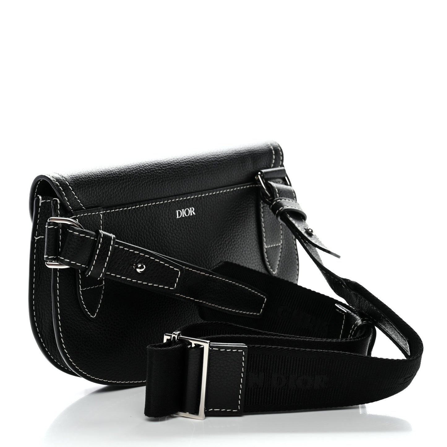 X KAWS Grained Calfskin Saddle Pouch Black