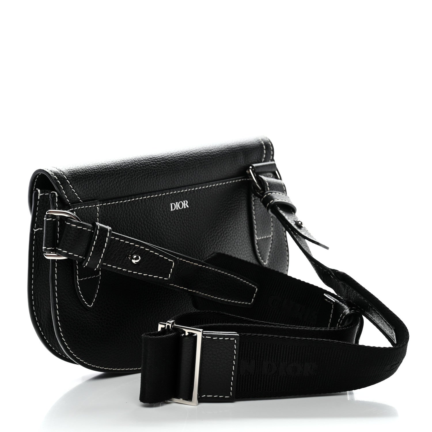 Christian Dior X KAWS Grained Calfskin Saddle Pouch Black 2 of 9
