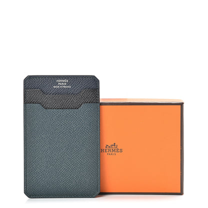 Hermes Epsom City 3CC Card Holder Black Vert Cypress Bleu Nuit 8 of 8