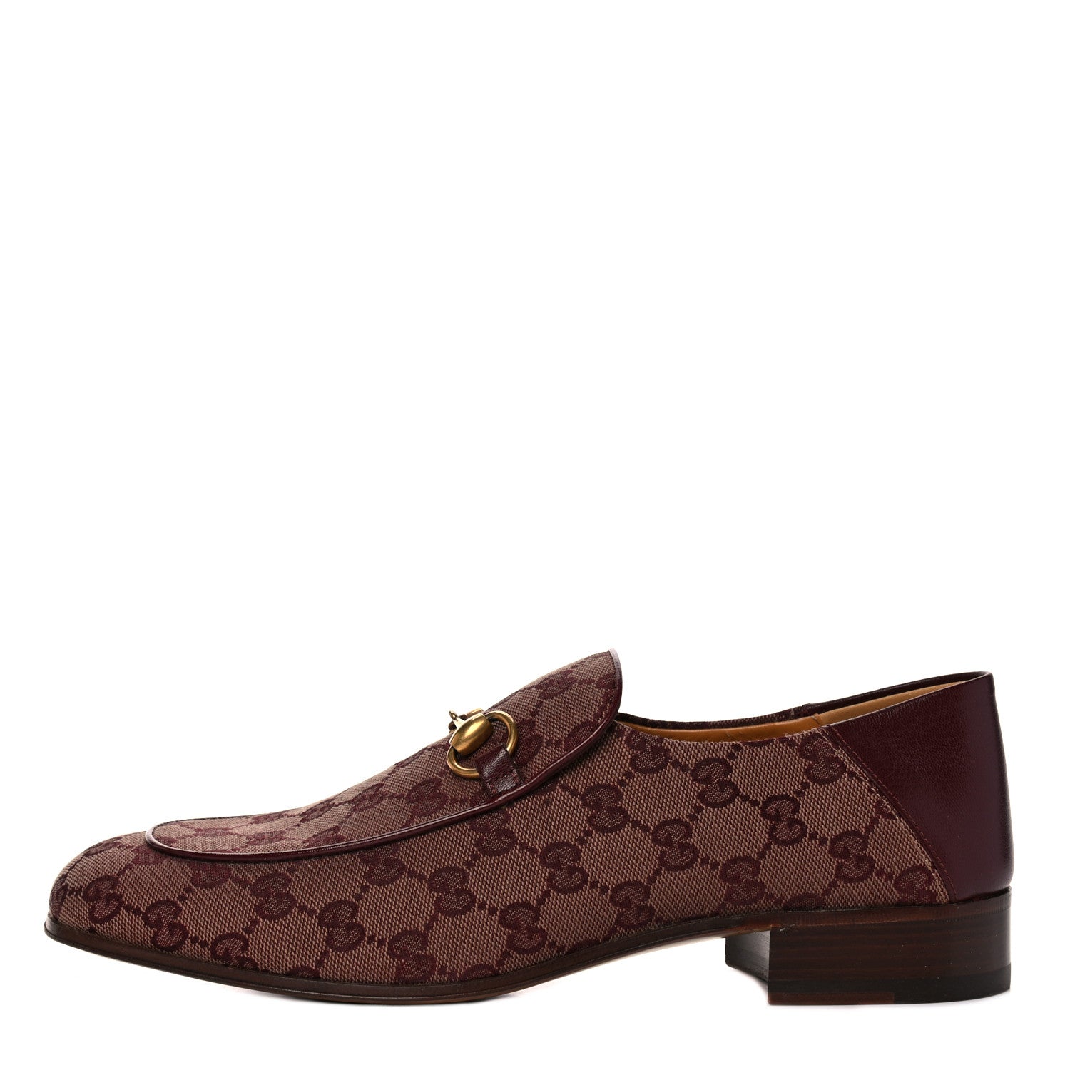 Gucci GG Monogram Granada Kid Mens Horsebit Loafers 9 Sahara Rubino Bright Bordeaux 1 of 10