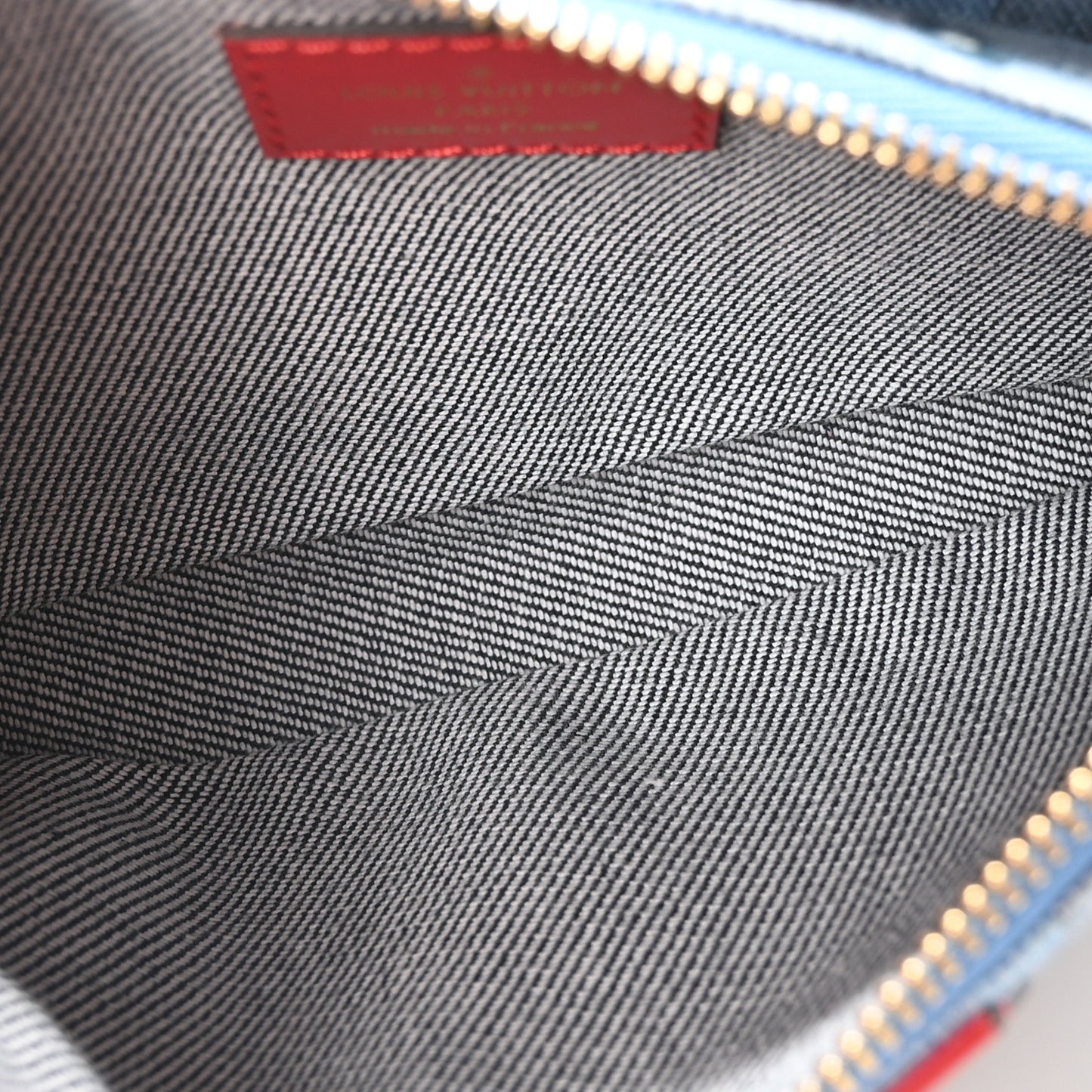 Denim Damier Monogram Patchwork Multi Pochette Accessories Blue Rouge