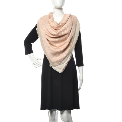 Louis Vuitton Silk Wool Monogram Shawl Rose 2 of 11