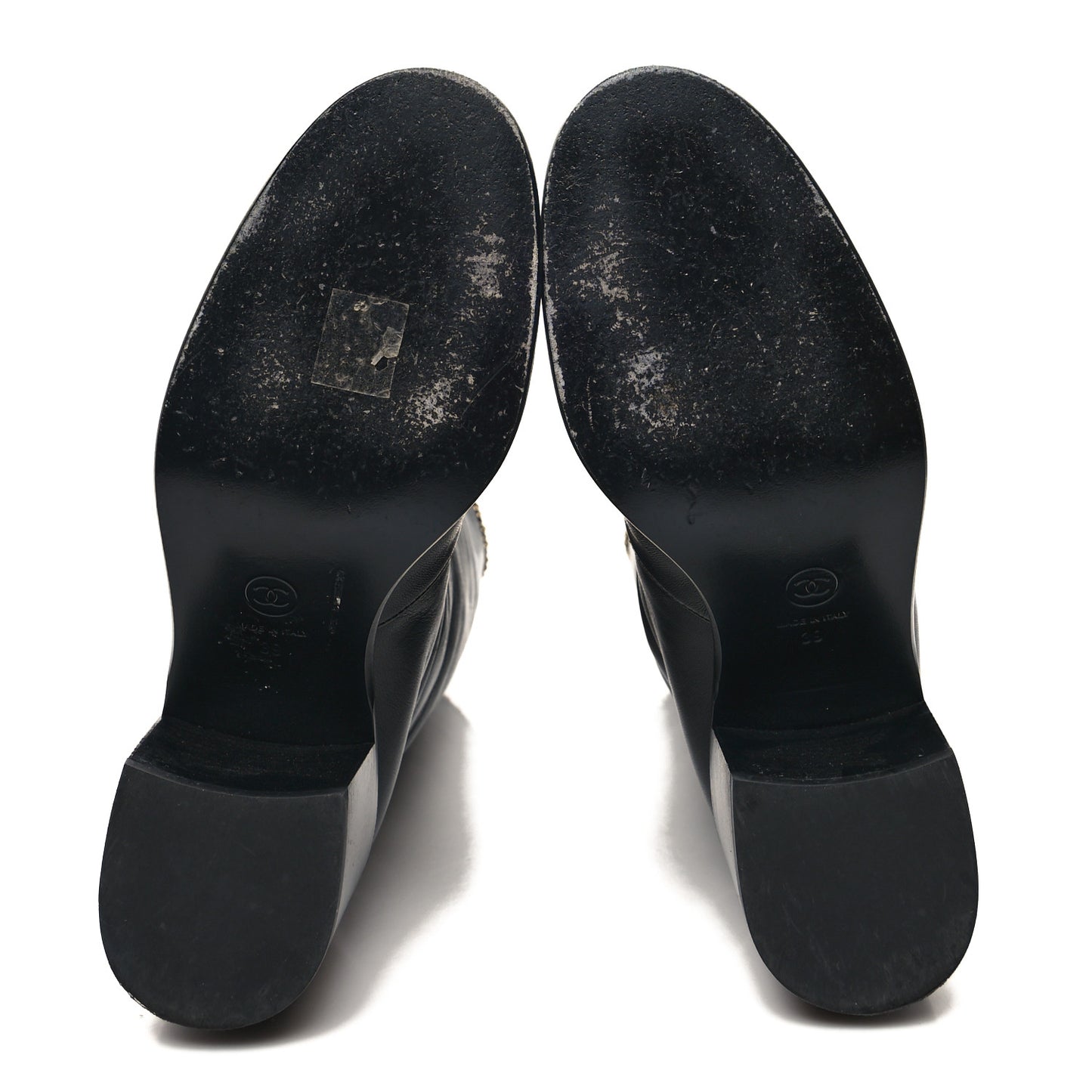 Lambskin Grosgrain Chain High Boots 39 39 Black