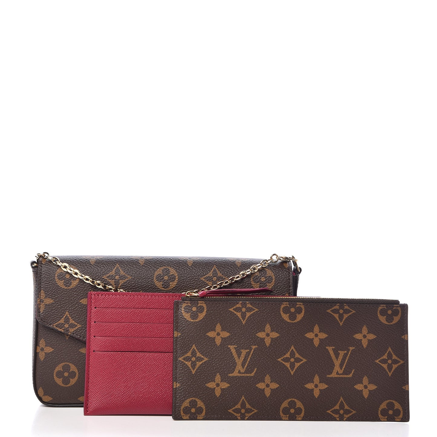 Monogram Pochette Felicie Chain Wallet Fuchsia