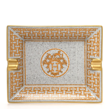 Hermes Porcelain Mosaique Au 24 Gold Ashtray 1 of 7