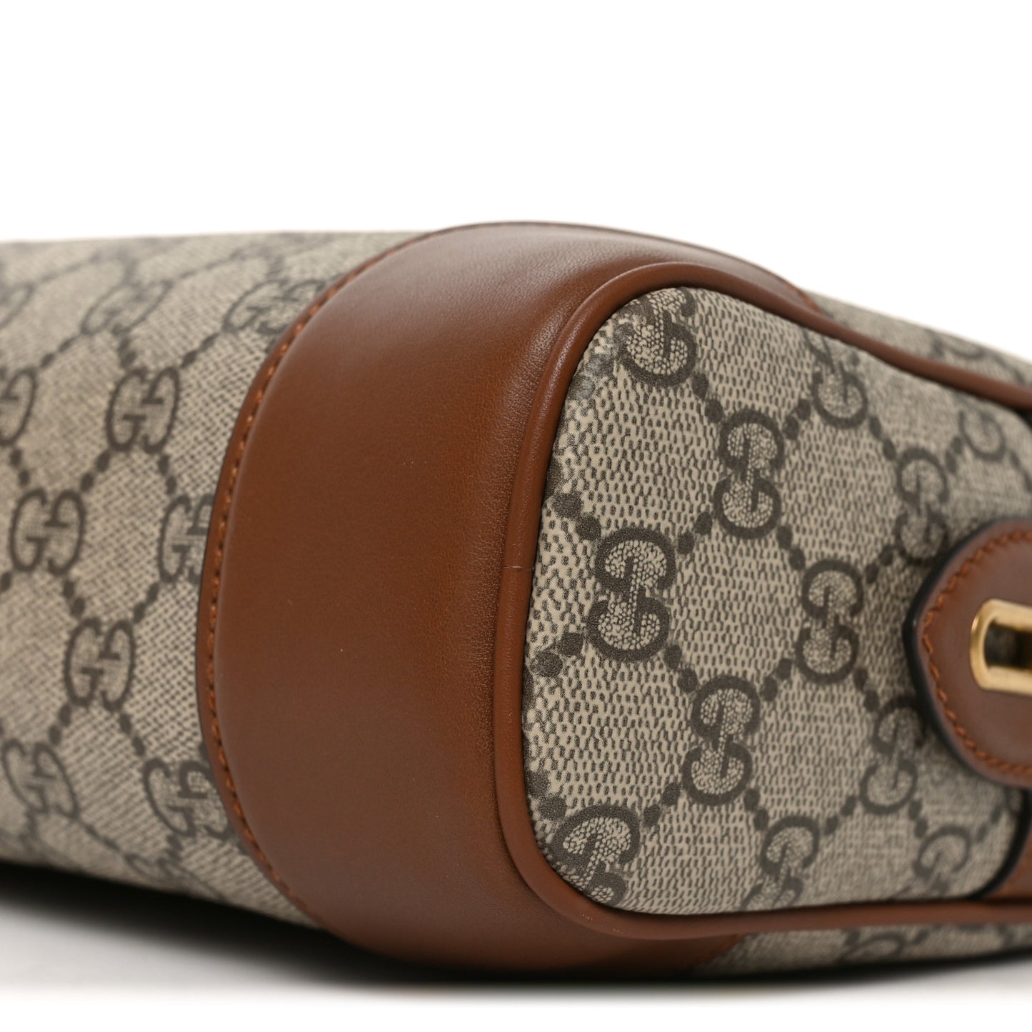 GG Supreme Monogram Textured Calfskin Emblem Small Crossbody Beige Dark Brown