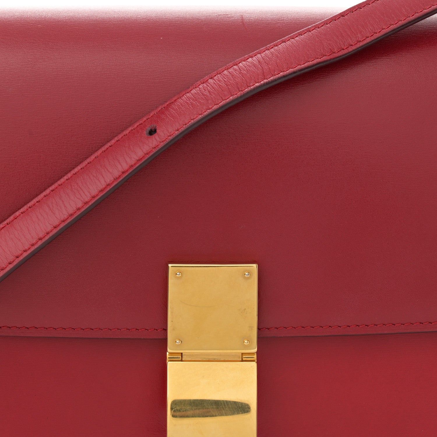Celine Box Calfskin Medium Classic Box Flap Bag Red 8 of 14
