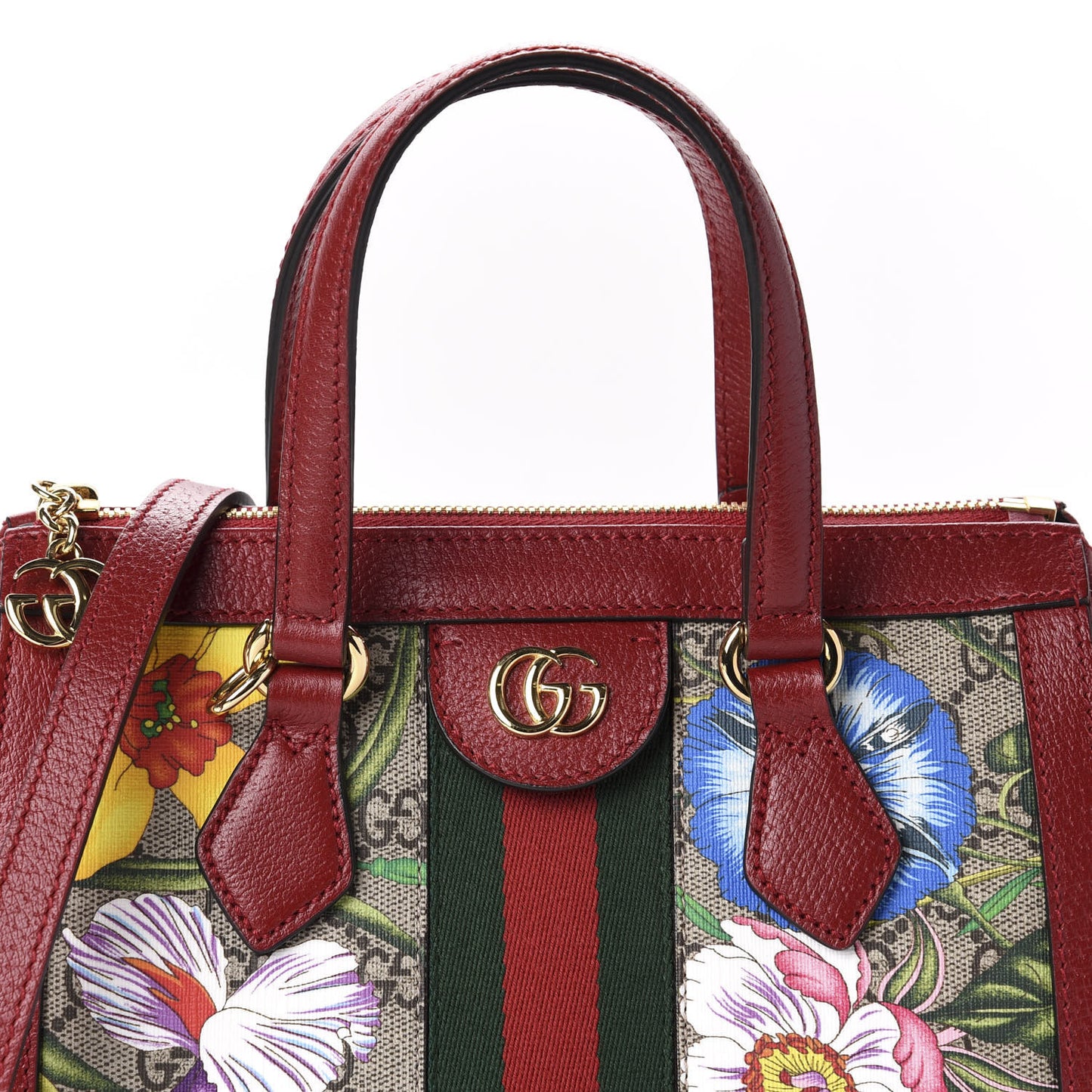 GG Supreme Monogram Flora Web Small Ophidia Tote Bag Red