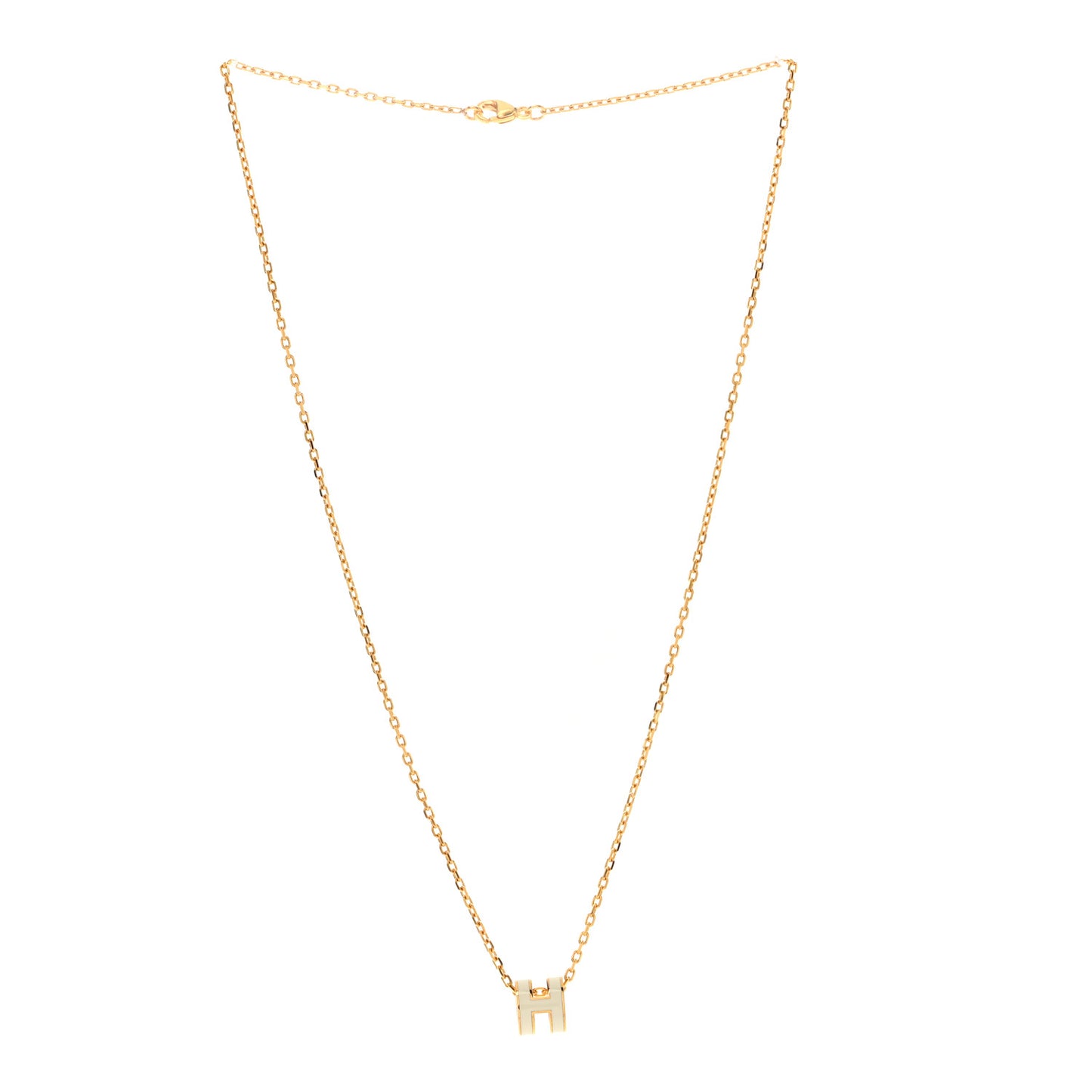 Lacquered Gold Mini Pop H Pendant Necklace White