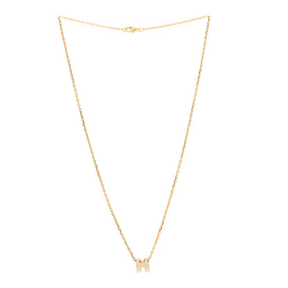 Hermes Lacquered Gold Mini Pop H Pendant Necklace White 3 of 7