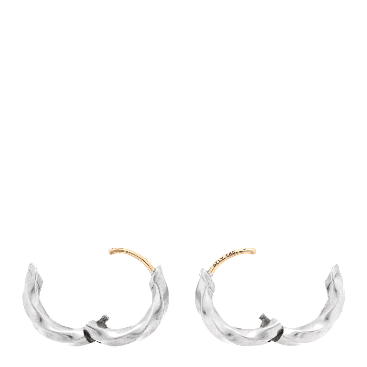 David Yurman Sterling Silver Cable Edge Huggie Hoop Earrings 3 of 4