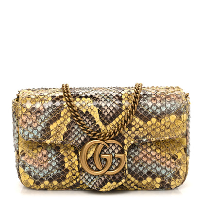 Gucci Snakeskin Matelasse GG Marmont Shoulder Bag Green Multicolor 1 of 11