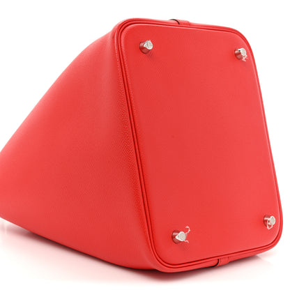 Hermes Epsom Tressage De Cuir Picotin Lock 22 MM Rouge Coeur Bleu du Nord Rouge H 9 of 18