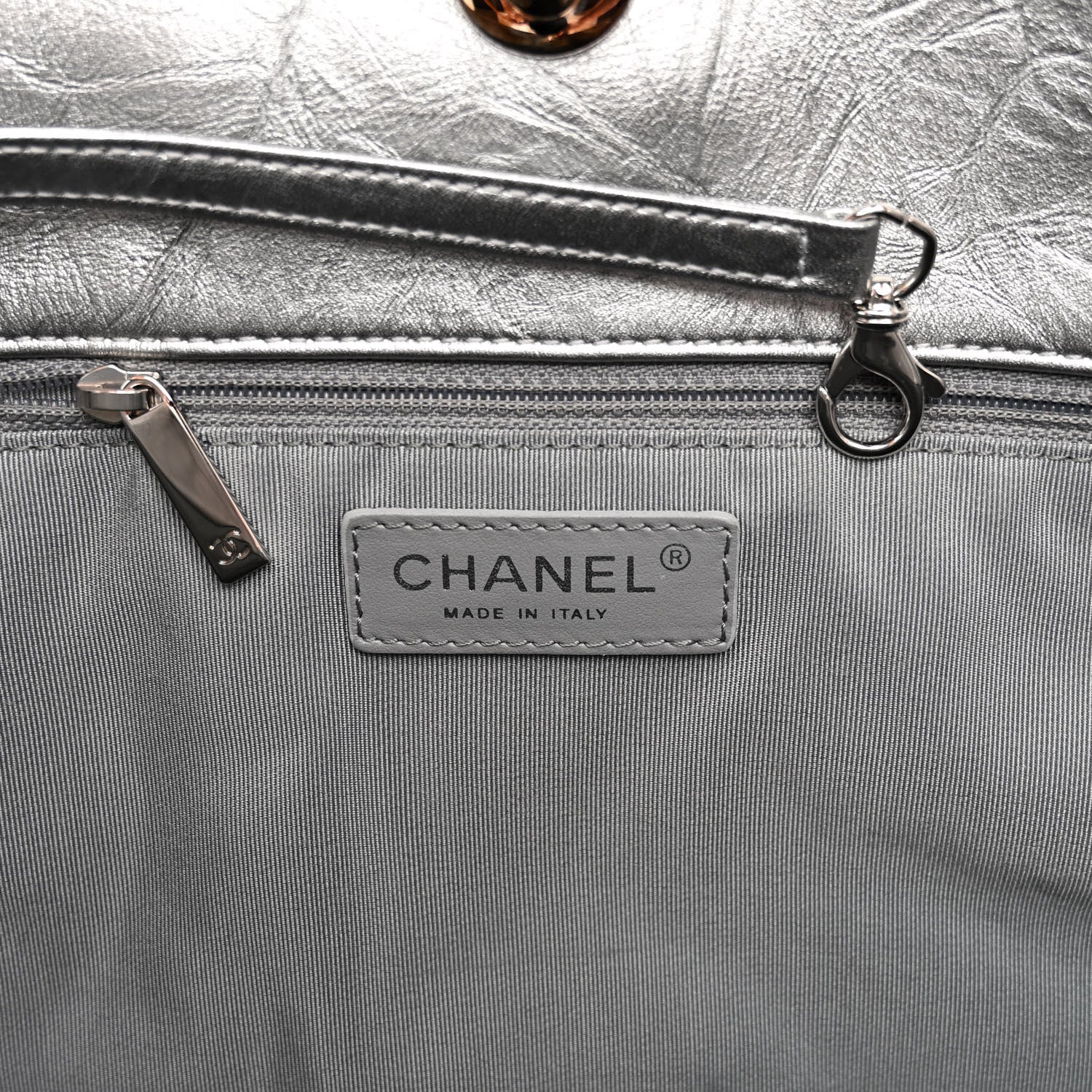 Chanel Metallic Crackled Calfskin Quilted Large Big Bang Hobo Silver 6 of 10