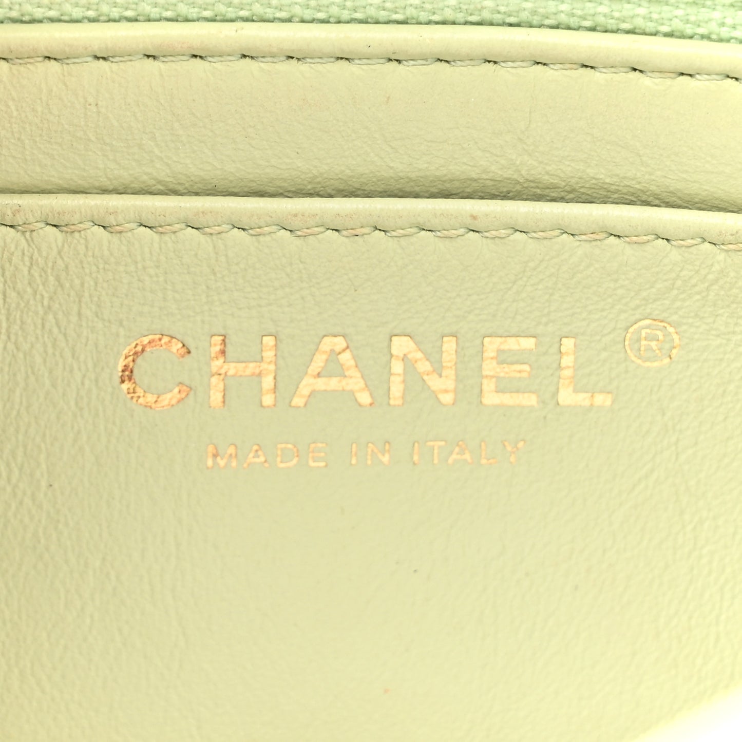 Lambskin Quilted Mini Pearl Crush Flap Light Green