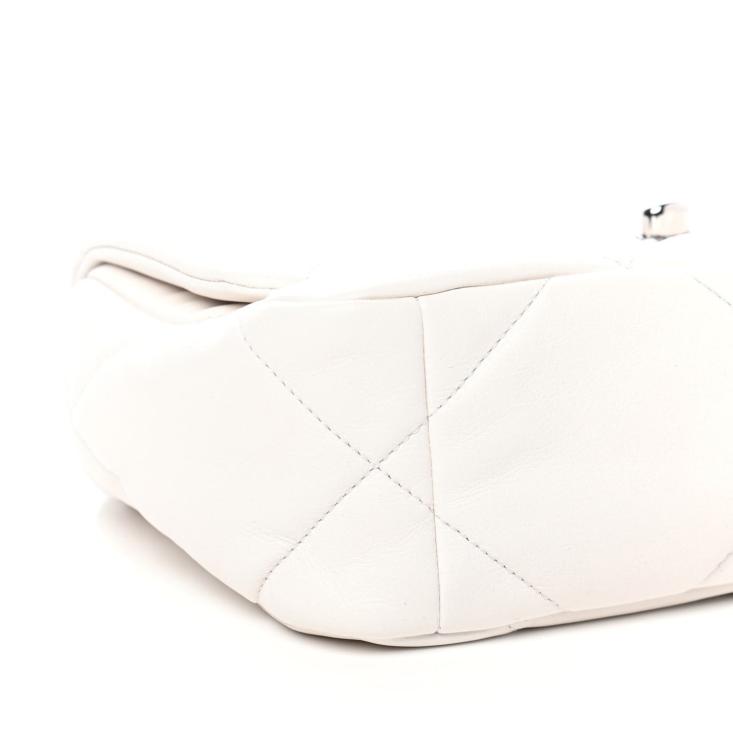 Glossy Calfskin Quilted Medium Chanel 19 Flap White Black