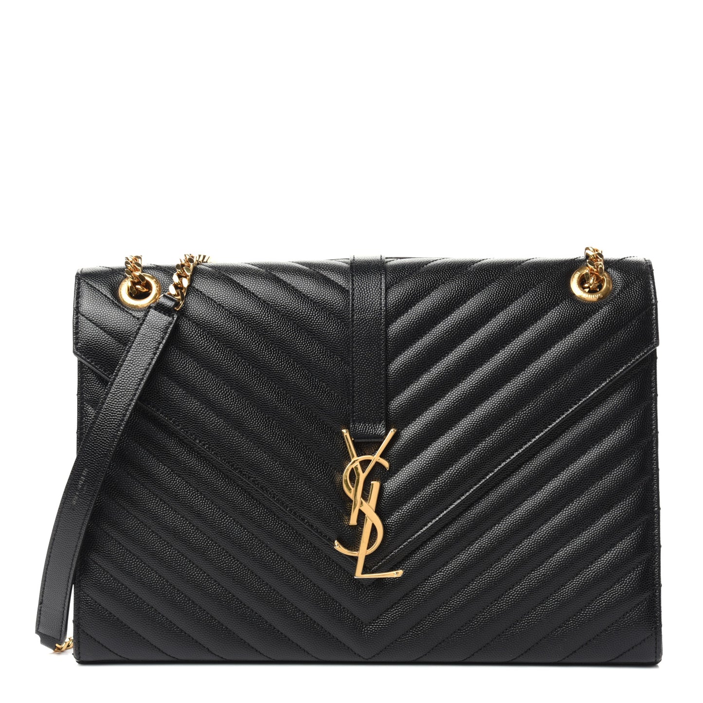Grain De Poudre Matelasse Chevron Large Monogram Satchel Black
