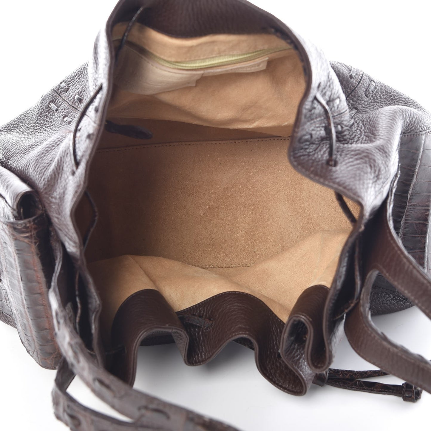 Calfskin Crocodile Shoulder Tote Brown