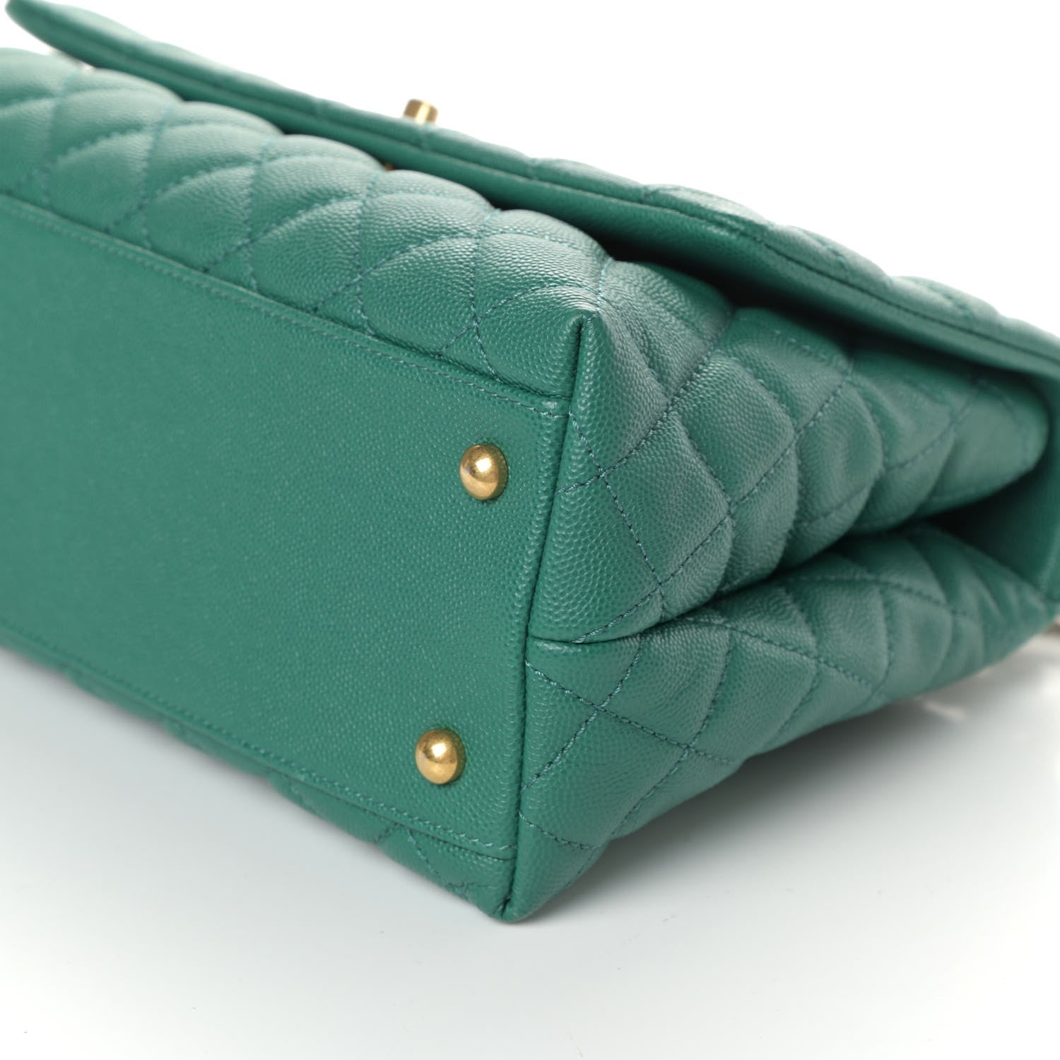 Chanel Caviar Quilted Small Coco Handle Flap Green 10 of 11