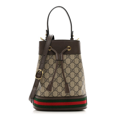 Gucci GG Supreme Monogram Web Small Ophidia Bucket Bag Brown 1 of 10