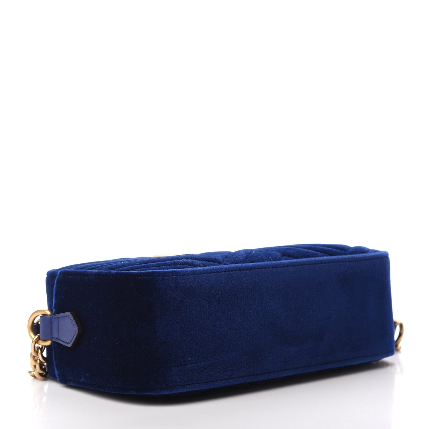 Velvet Matelasse Small GG Marmont Chain Shoulder Bag Cobalt