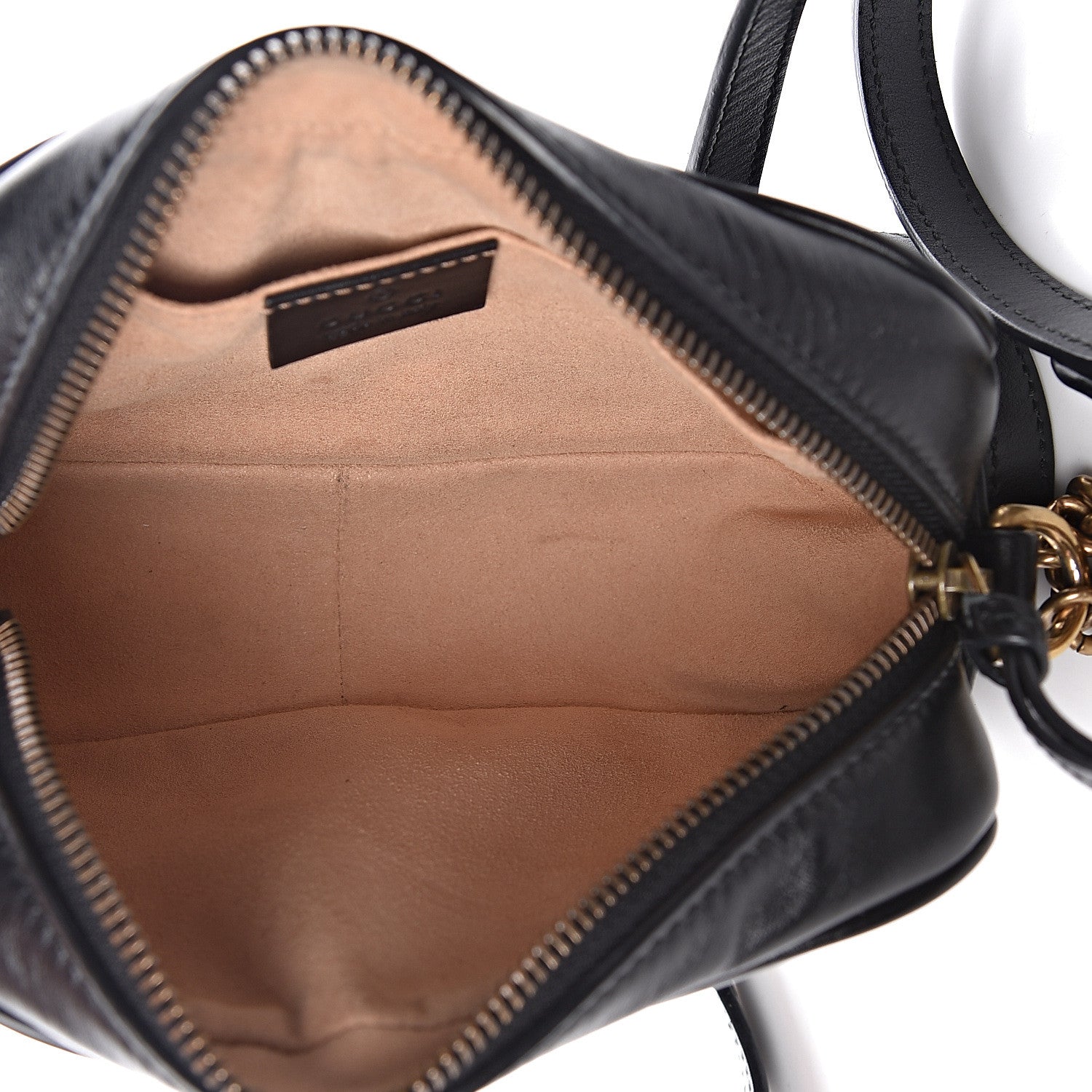 Gucci Calfskin Matelasse Mini GG Marmont Chain Shoulder Bag Black 5 of 13