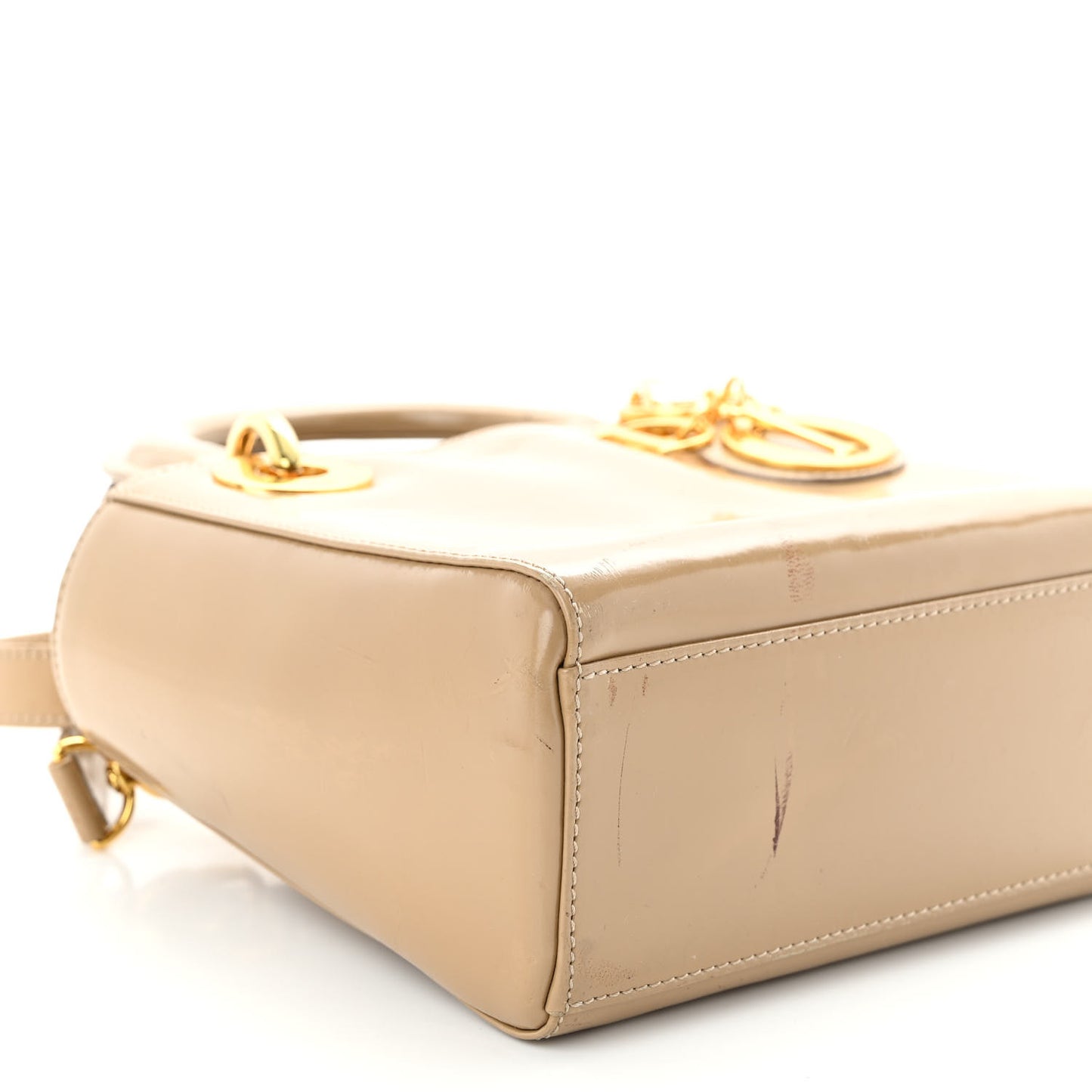 Patent Mini Lady Dior Beige