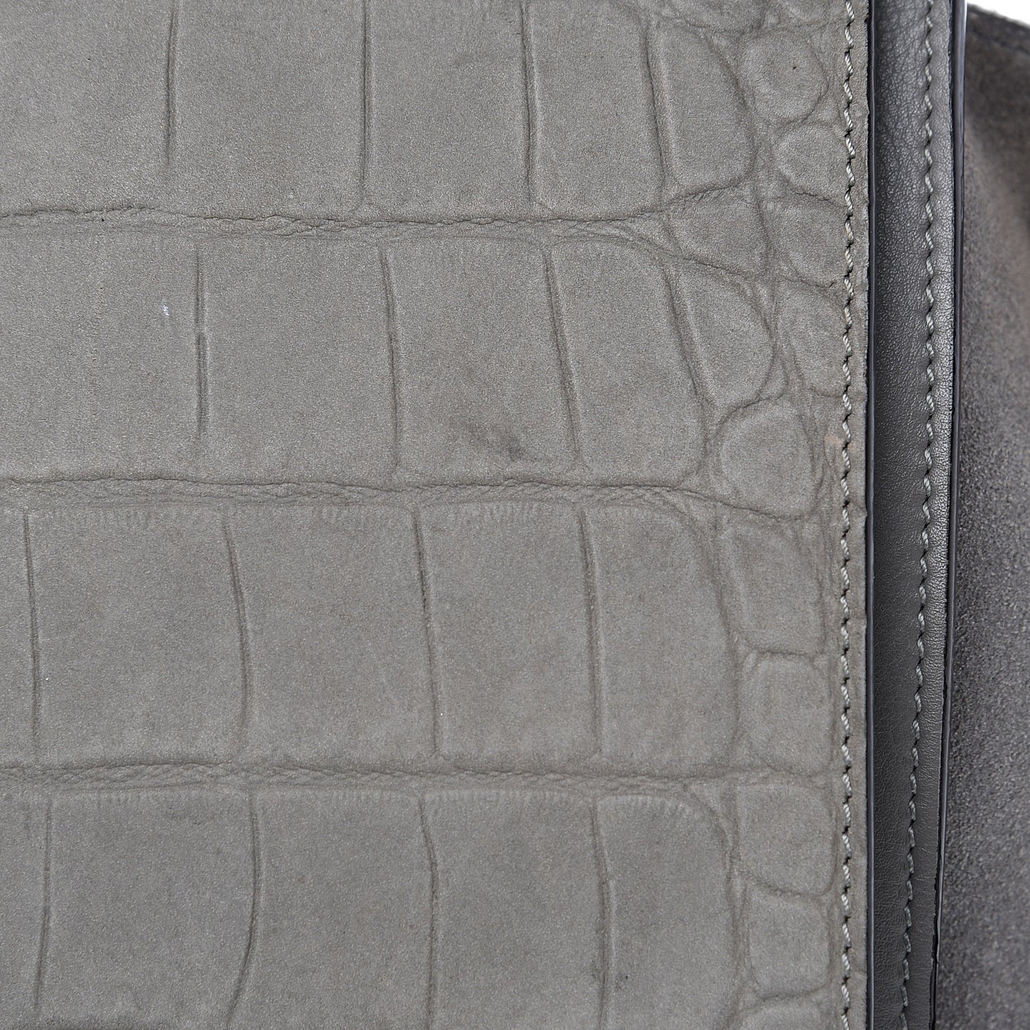 Crocodile Embossed Nubuck Medium Trapeze Grey