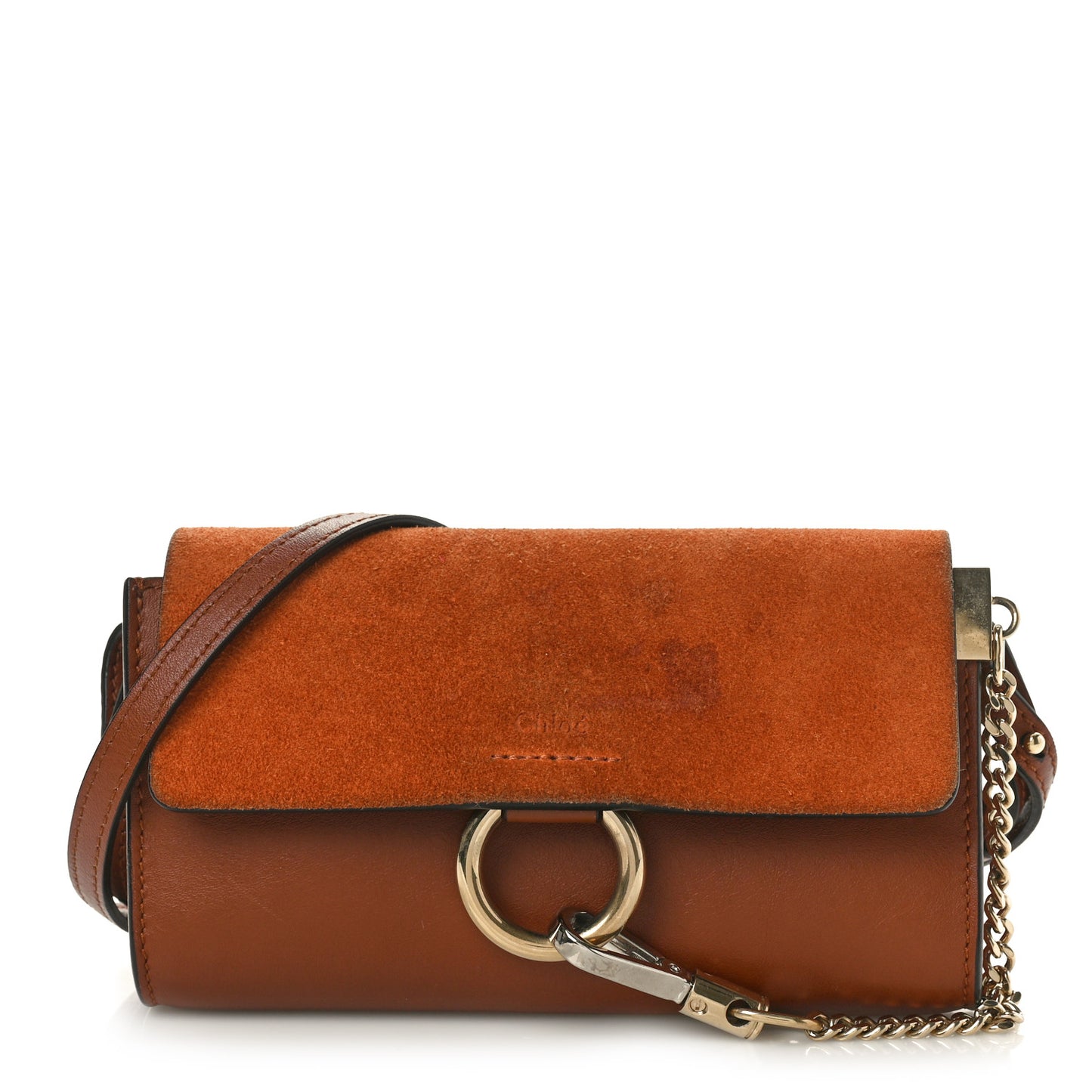 Suede Calfskin Mini Faye Shoulder Bag Tobacco