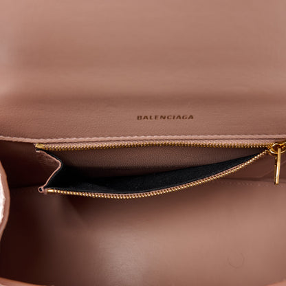 Balenciaga Shiny Calfskin Crocodile Embossed Small Hourglass Top Handle Bag Nude Beige 6 of 13