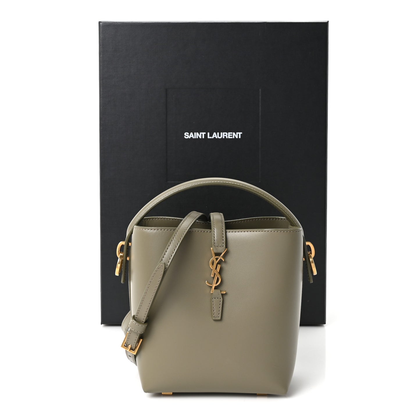 Shiny Calfskin Le 37 Mini Bucket Bag Strong Moss