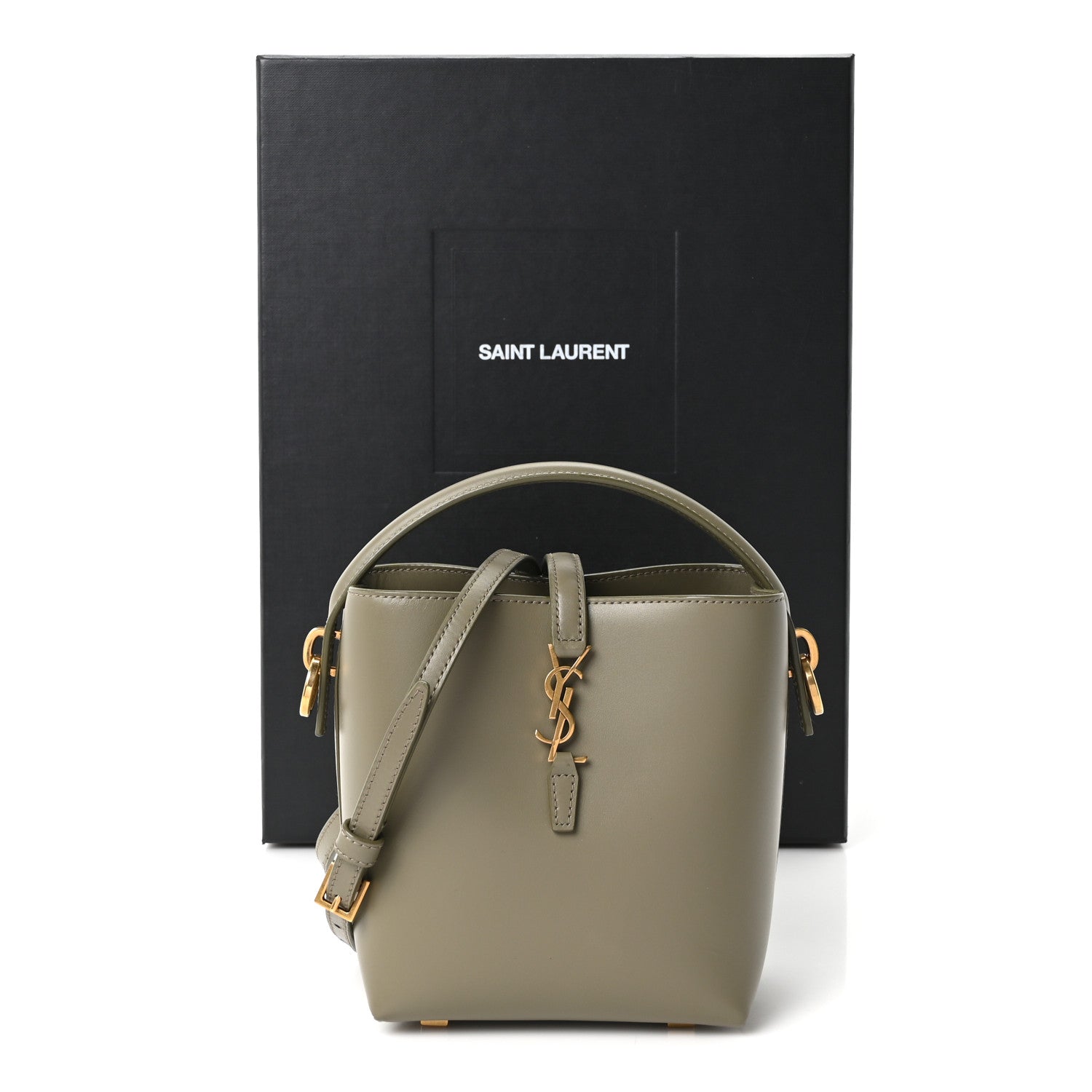 Saint Laurent Shiny Calfskin Le 37 Mini Bucket Bag Strong Moss 11 of 11