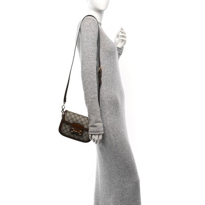 Gucci GG Supreme Monogram Web Mini Horsebit 1955 Shoulder Bag Beige Brown Sugar 2 of 11