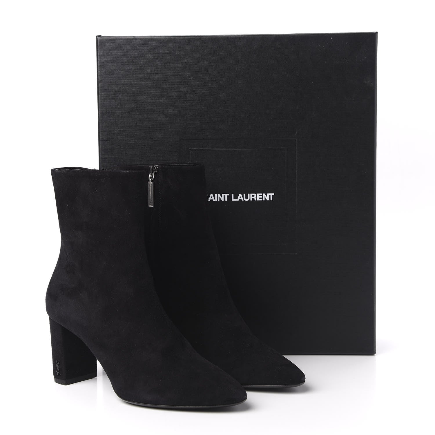 Saint Laurent Suede Loulou 95 Ankle Zip Boot 38.5 Black 9 of 9