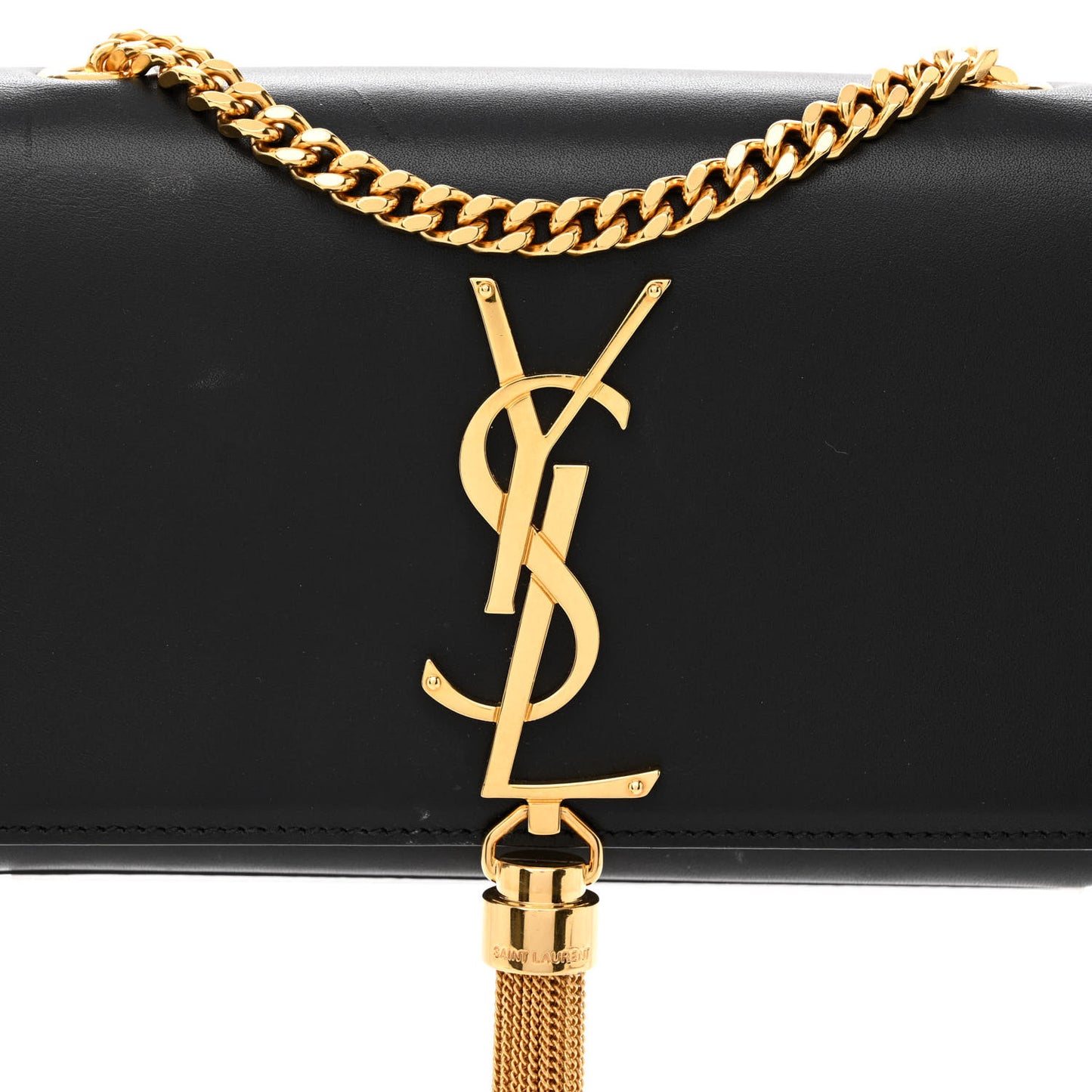 Calfskin Small Classic Monogram Kate Tassel Satchel Black