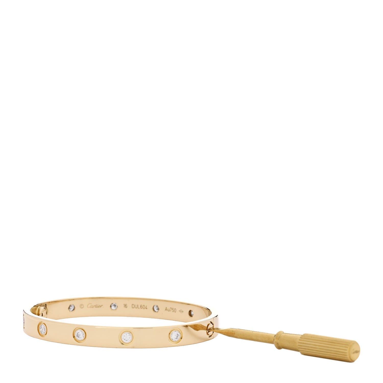 Cartier 18K Yellow Gold 10 Diamond LOVE Bracelet 16 4 of 6